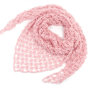 Chusta apaszka na szydełku ażurowa łososiowa