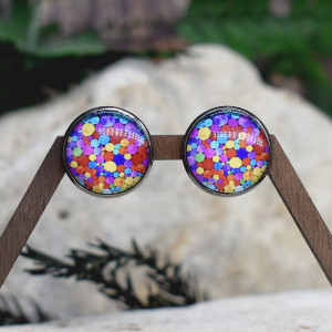 Stalowe kolczyki wkrętki grafika wzorek #295