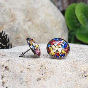 Stalowe kolczyki wkrętki grafika wzorek #304