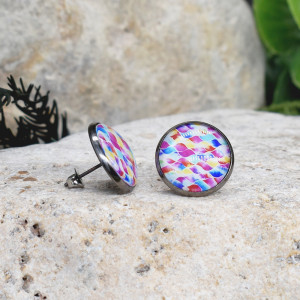 Stalowe kolczyki wkrętki grafika wzorek #310