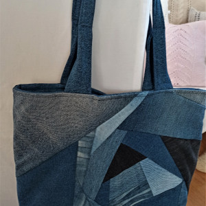 Jeansowa shopperka na ramię, torba na zakupy