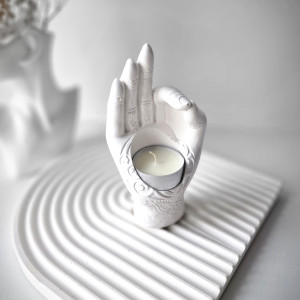 Świecznik tealight - dłoń white