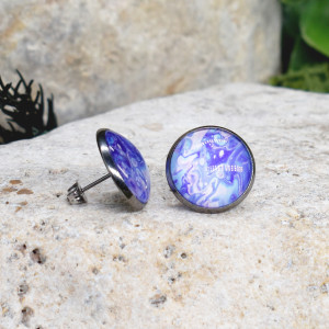 Stalowe kolczyki wkrętki grafika wzorek #351