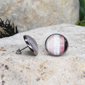 Stalowe kolczyki wkrętki grafika wzorek #355