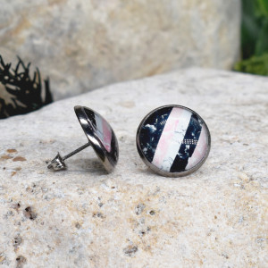 Stalowe kolczyki wkrętki grafika wzorek #357