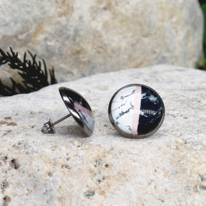 Stalowe kolczyki wkrętki grafika wzorek #358