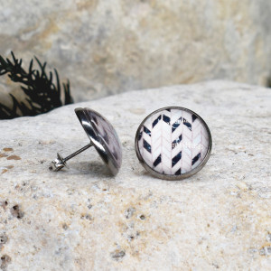 Stalowe kolczyki wkrętki grafika wzorek #363