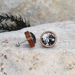 Drewniane kolczyki wkrętki grafika wzorek #367