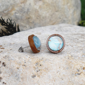 Drewniane kolczyki wkrętki grafika wzorek #382