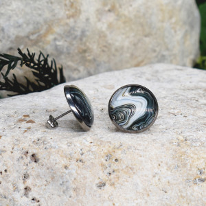 Stalowe kolczyki wkrętki grafika wzorek #387