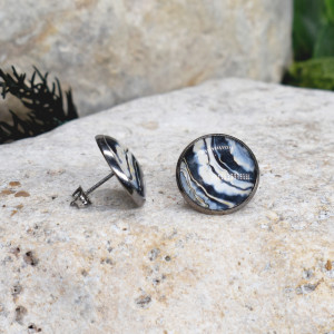 Stalowe kolczyki wkrętki grafika wzorek #388