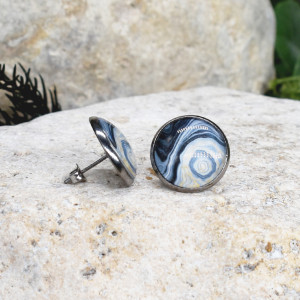 Stalowe kolczyki wkrętki grafika wzorek #391