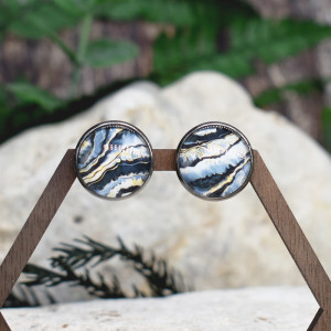 Stalowe kolczyki wkrętki grafika wzorek #394