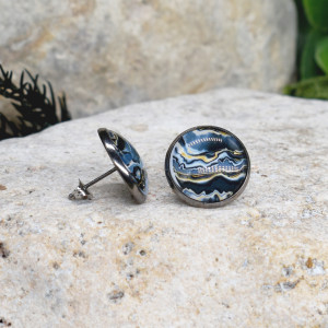 Stalowe kolczyki wkrętki grafika wzorek #397