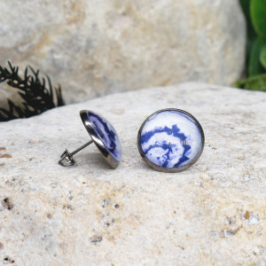 Stalowe kolczyki wkrętki grafika wzorek #400