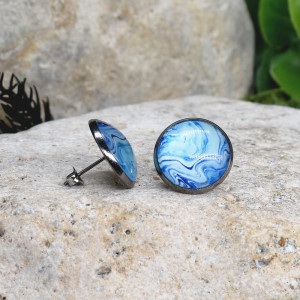 Stalowe kolczyki wkrętki grafika wzorek #410