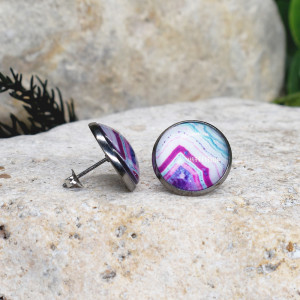 Stalowe kolczyki wkrętki grafika wzorek #411