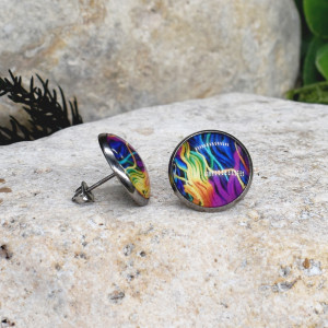 Stalowe kolczyki wkrętki grafika wzorek #416