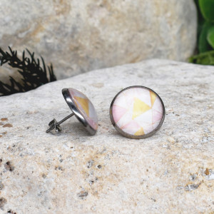 Stalowe kolczyki wkrętki grafika wzorek #417