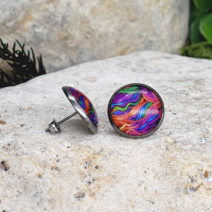 Stalowe kolczyki wkrętki grafika wzorek #418