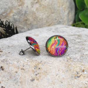 Stalowe kolczyki wkrętki grafika wzorek #421