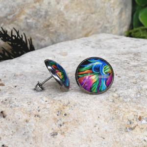 Stalowe kolczyki wkrętki grafika wzorek #422