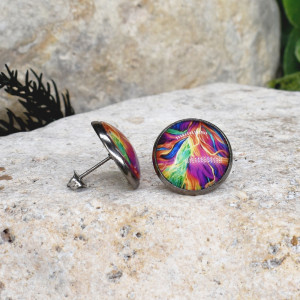 Stalowe kolczyki wkrętki grafika wzorek #423