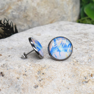 Stalowe kolczyki wkrętki grafika wzorek #435