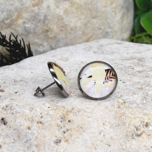 Stalowe kolczyki wkrętki grafika wzorek #438