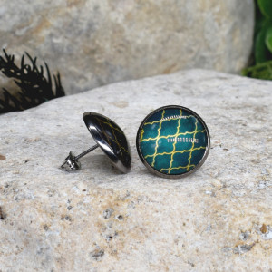 Stalowe kolczyki wkrętki grafika wzorek #441