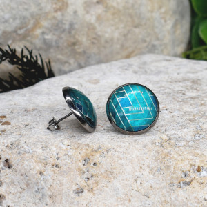 Stalowe kolczyki wkrętki grafika wzorek #445