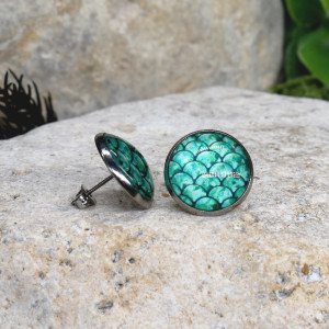 Stalowe kolczyki wkrętki grafika wzorek #447