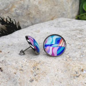 Stalowe kolczyki wkrętki grafika wzorek #452