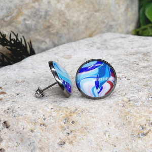 Stalowe kolczyki wkrętki grafika wzorek #455