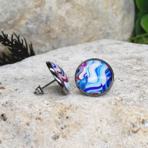 Stalowe kolczyki wkrętki grafika wzorek #456