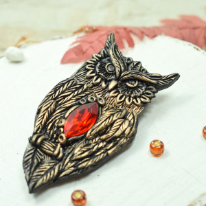 Duża broszka sowa