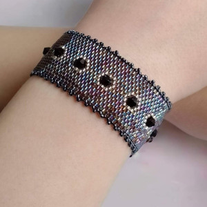 Bransoletka z koralików Miyuki z kryształkami