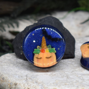 Tunele do uszu 28mm halloween dynia / plugi, rozpychacze, tapery, tunele siodłowe #062