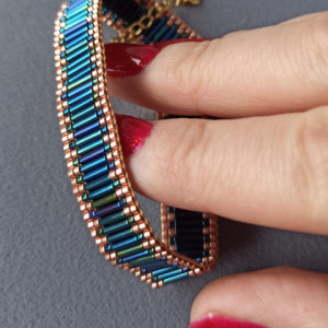 Bransoletka tkana na krośnie - Sapphire Whispers