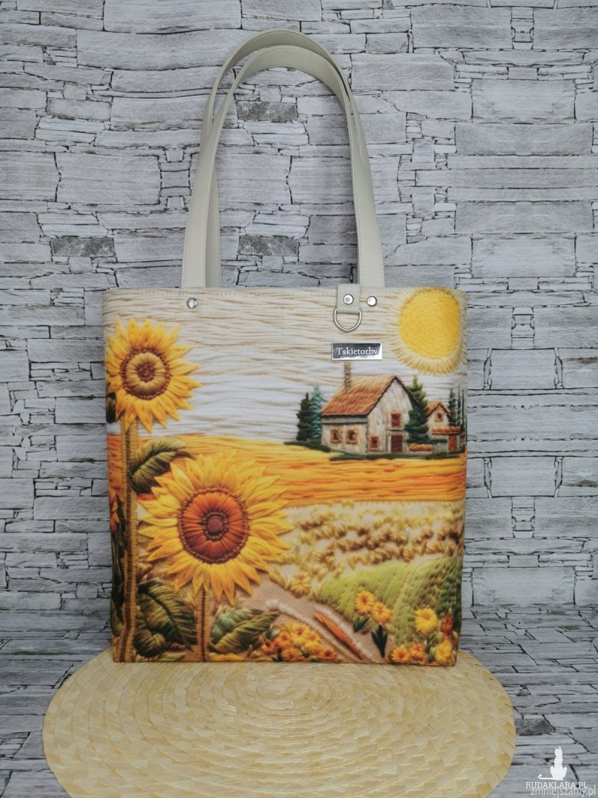 Torebka damska shopper bag torebka na ramię zamykana - pejzaż