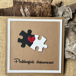 189, kartka na ślub do koperty z puzzlami.