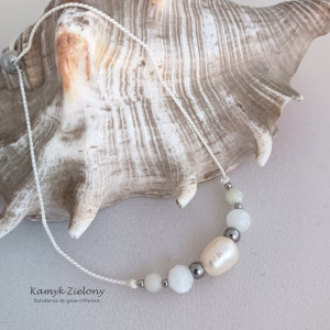 Bransoletka z perłą i morganitem