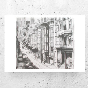 nowoczesne plakaty do domu, biało czarny plakat A4, miasto plakat 21x30, plakat z miastem, plakat z ulica, uliczka obrazek A4, uliczka plakat, plakat do biura, mały plakat do sypialni