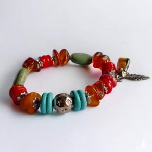 Bransoletka Boho z bursztynami