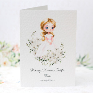 #1 Personalizowana kartka na komunię dla dziewczynki