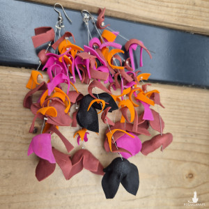 Kolczyki  kwiaty   lekkie ogniste