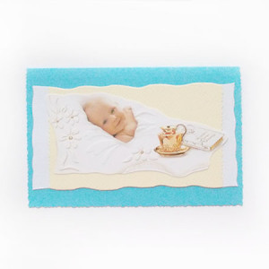 niebieska kartka na chrzest, chrzest kartka bez życzeń, chrzest podziękowania, chrzest zaproszenie, chrzest kartka dla chłopca, kartka na chrzciny