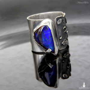 Obrączka srebrna z boulder opalem regulowana od 21