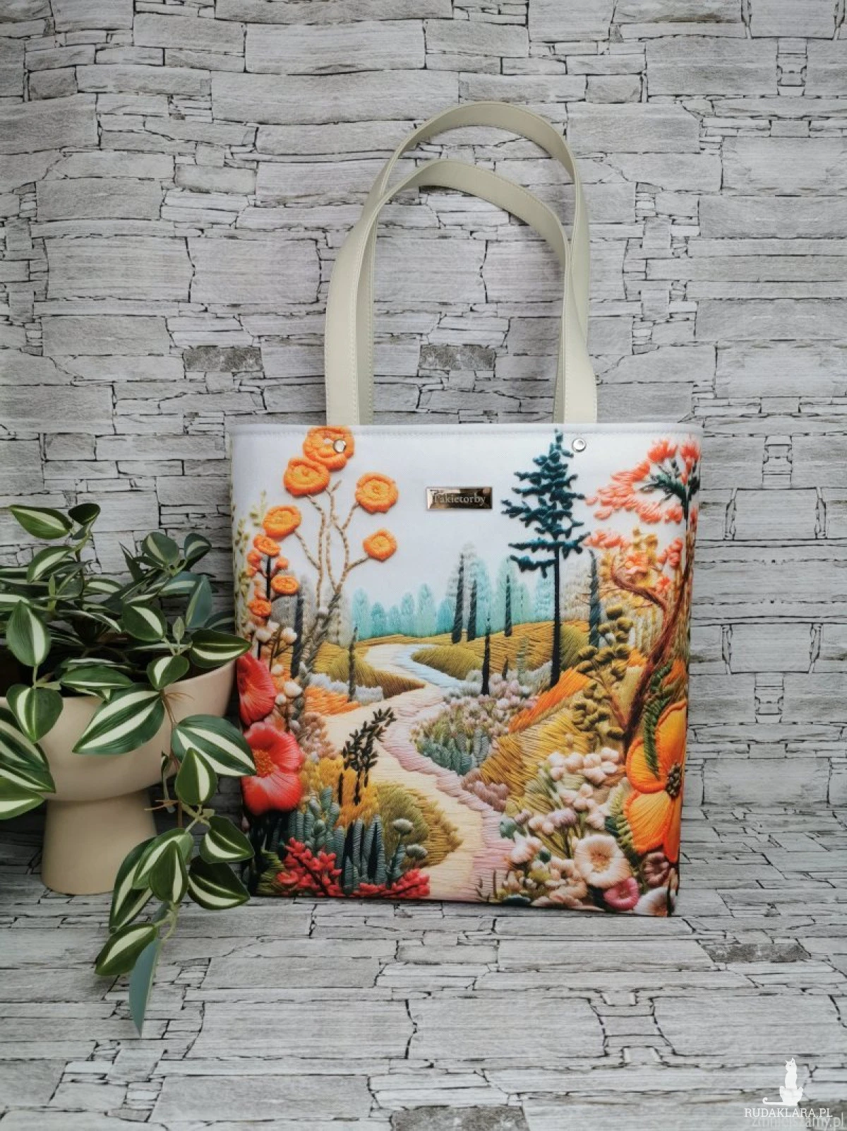 Torebka damska shopper bag torebka na ramię zamykana - pejzaż 4