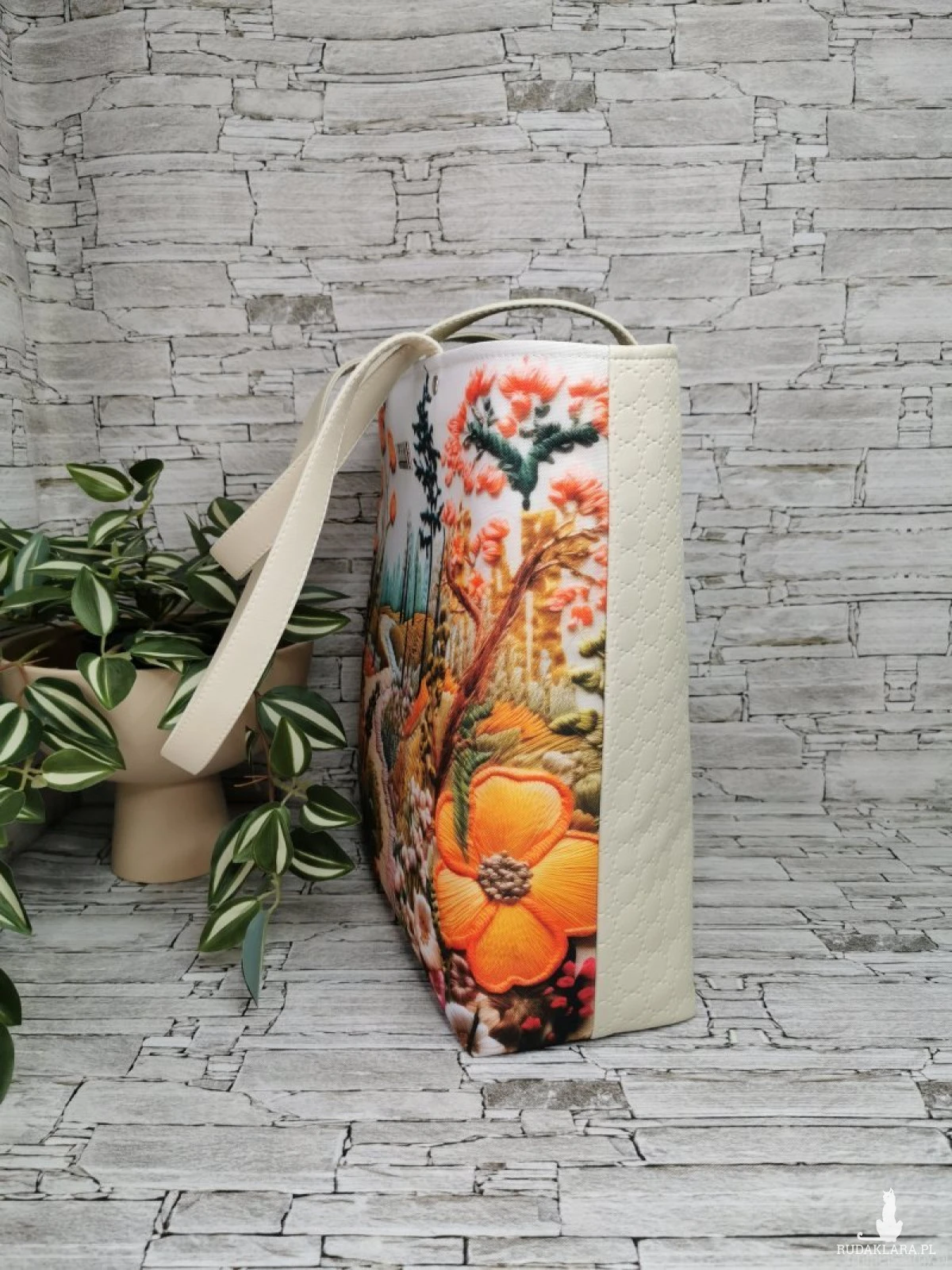 Torebka damska shopper bag torebka na ramię zamykana - pejzaż 4